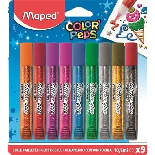 Csillámos ragasztó, MAPED "Color`Peps", 9 különböző szín