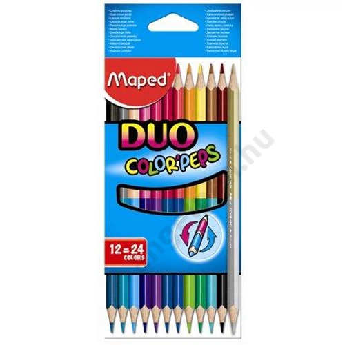 Színes ceruza készlet, kétvégű, háromszögletű, MAPED "Color`Peps Duo", 24 különböző szín