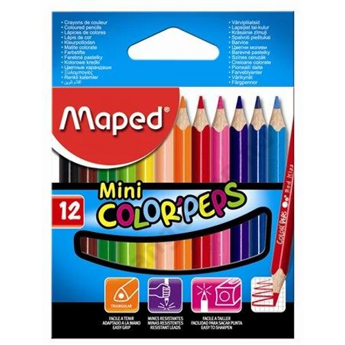 Színes ceruza készlet, háromszögletű, MAPED "Color`Peps Star Mini", 12 különböző szín