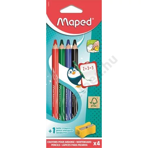 Táblaceruza készlet, fehértáblához, MAPED, 4 féle szín, hegyezővel