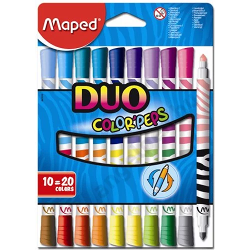 Filctoll készlet, kimosható, MAPED "Color`Peps Duo", 20 különböző szín