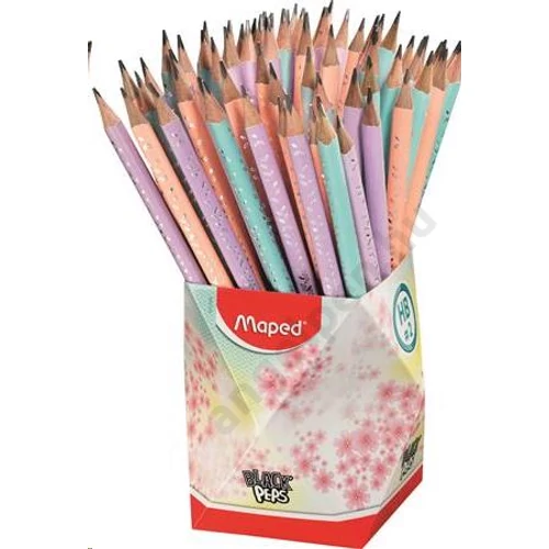Grafitceruza radírral, ceruzatartó, HB, háromszögletű, MAPED "Black`Peps Pastel", vegyes pasztell színek