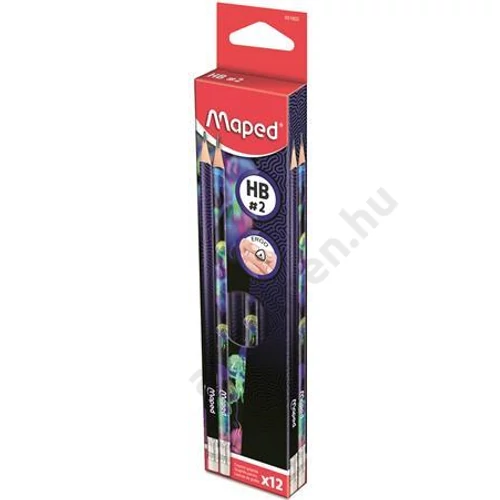 Grafitceruza radírral, HB, háromszögletű, MAPED "Deepsea Paradise", 12 darab