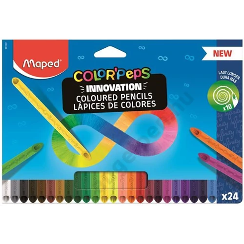 Színes ceruza készlet, háromszögletű, MAPED "Color`Peps INFINITY", 24 különböző szín