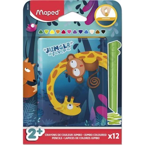 Színes ceruza készlet, fém perselyben, MAPED „Jungle Fever Infinity Kidy”, 12 különböző szín