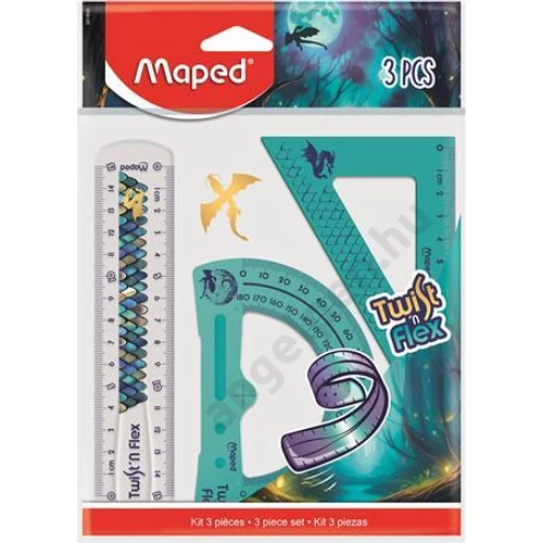Vonalzókészlet, műanyag, törhetetlen, 3 darabos, MAPED „Dragon sárkány”