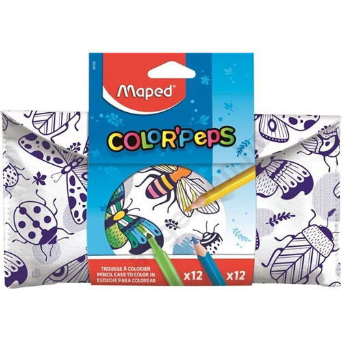 Tolltartó, textil, színezhető, tépőzáras, MAPED "Color`Peps", színezőtermékekkel