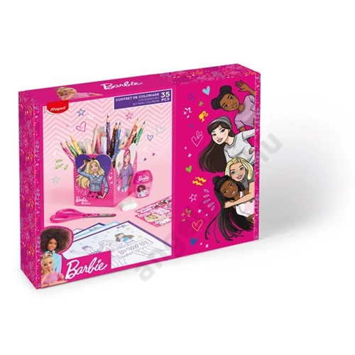Színező készlet, ajándékdoboz, MAPED "Barbie", 35 darabos