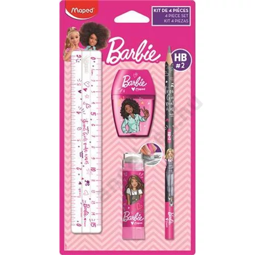 Írószer készlet, 4 darabos, MAPED "Barbie"