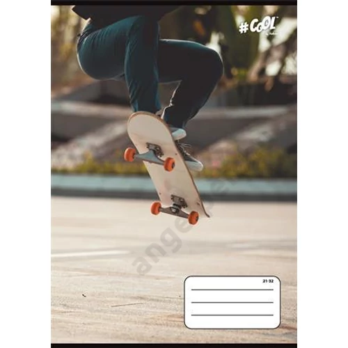 Füzet, tűzött, A5, vonalas, 32 lap, 4-8. osztály, COOL BY VICTORIA, "Skateboard", "21-32"