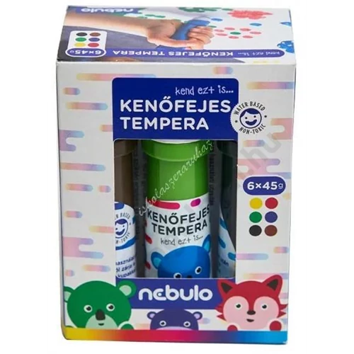Tempera készlet, kenőfejes, 45 ml, 6 színes, Nebulo (16)