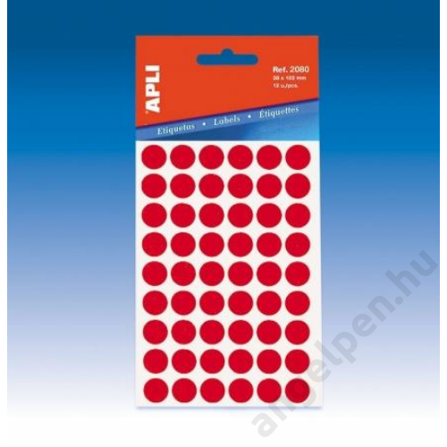 Etikett APLI 8 mm kör kézzel írható színes piros 288 etikett/csomag