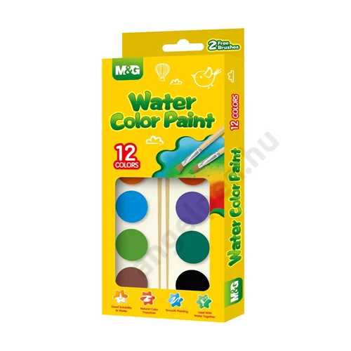 Vízfesték M&G 12-es 23 mm, + 2 db ecset, APLN6586, APL976J0