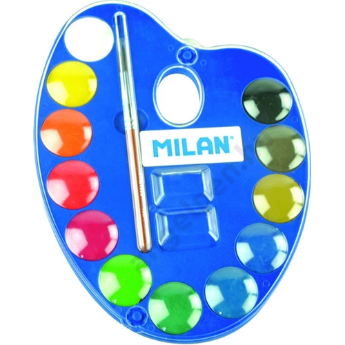 Vízfesték Milan ecsettel 12-es keverőpalettás+ 1db ecset 25 mm, 53412