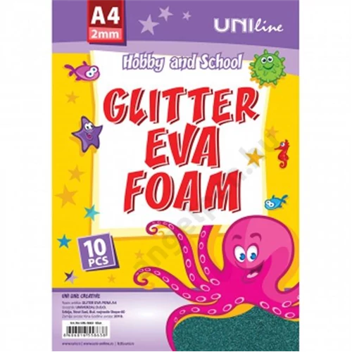 Dekorgumi A/4 csillámos Octopus kék