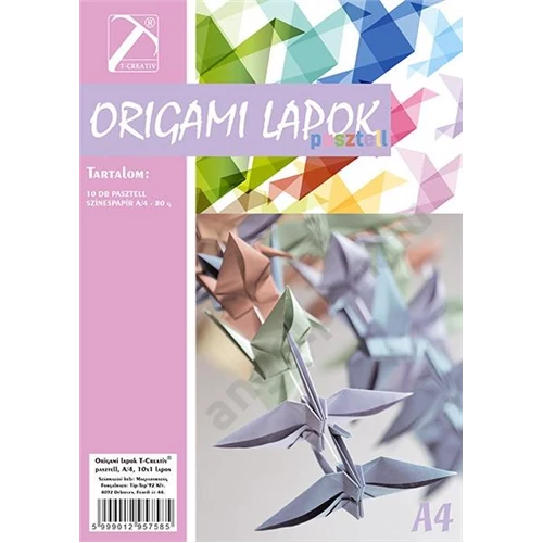 Origami papír A/4 T-Creativ 10 pasztell szín