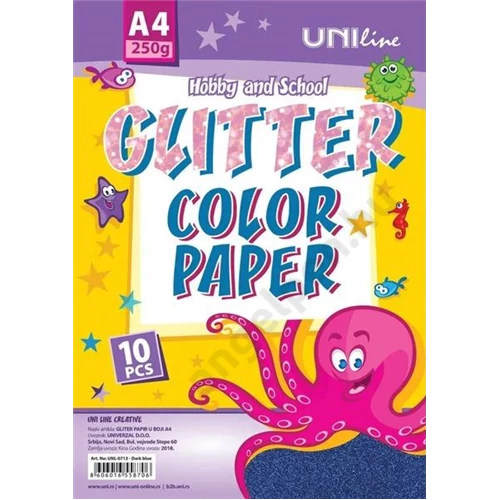Kreatív karton A/4 glitteres 250 g 10 db/csomag Octopus sötétkék