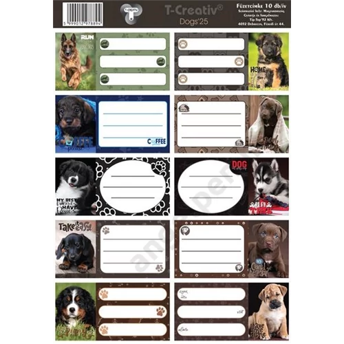 Füzetcímke 25 ív/csomag T-Creativ "Dogs"