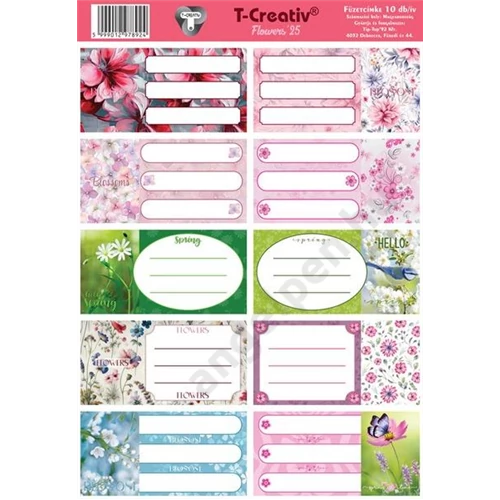 Füzetcímke 25 ív/csomag T-Creativ "Flowers"