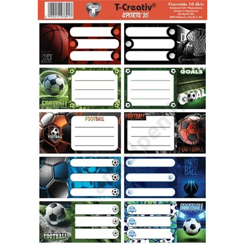 Füzetcímke 25 ív/csomag T-Creativ "Sports"