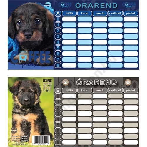 Órarend 8x15 cm 25 db/csomag T-Creativ "Puppies"
