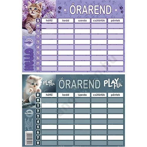 Órarend 11,7x16,5 cm 25 db/csomag T-Creativ "Cats"