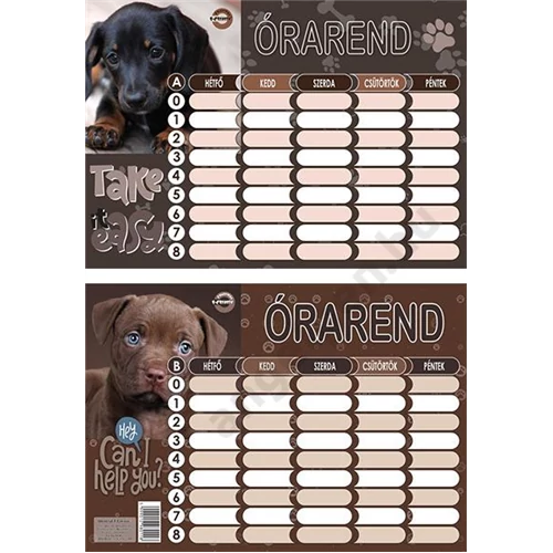Órarend 16,5x23,5 cm 25 db/csomag T-Creativ "Dogs"