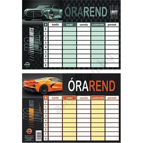 Órarend 16,5x23,5 cm 25 db/csomag T-Creativ "Sportcars"