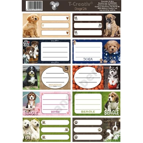 Füzetcímke 25 ív/csomag T-Creativ "Dogs"