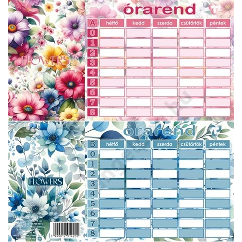 Órarend 8x15 cm 25 db/csomag T-Creativ "Flower"