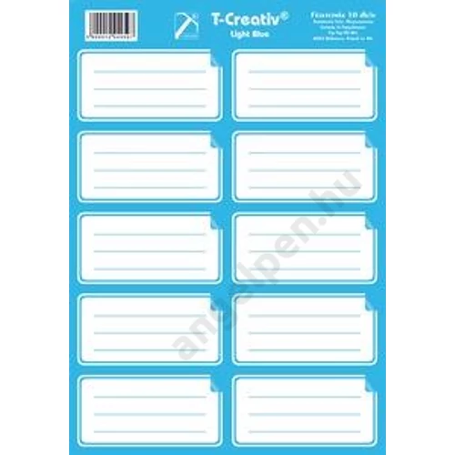 Füzetcímke, keretes 25 ív/csomag T-Creativ "Light Blue"