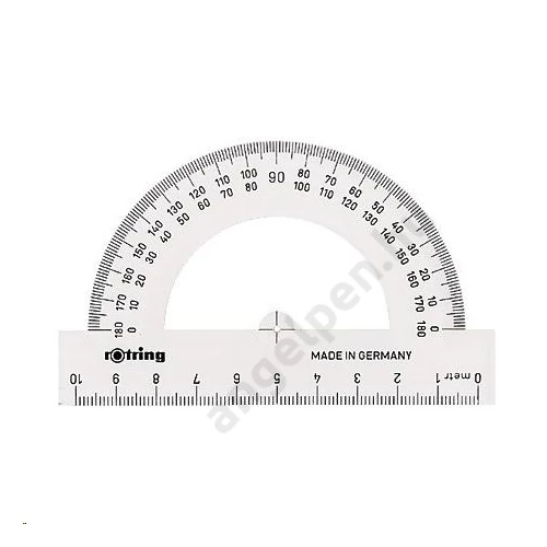 Szögmérő, műanyag, 180°, 12 cm, rOtring "Centro", víztiszta