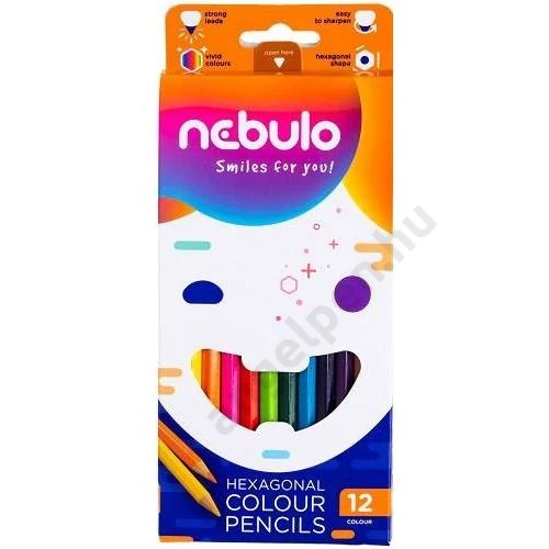 Színes ceruza készlet, hatszögletű, 12 színes, Nebulo (12)