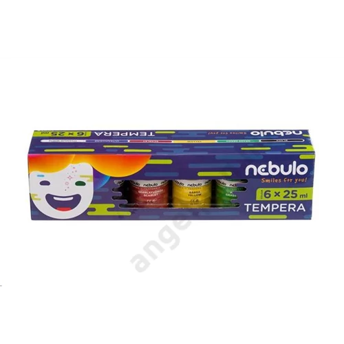 Tempera készlet, tégelyes, 25 ml-es, 6 színes, Nebulo