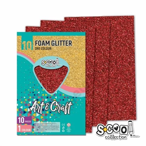 Dekorgumi-hab glitteres S-CooL SC1215 Art&Craft A4 10ív piros