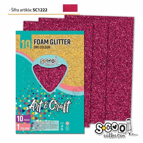 Dekorgumi-hab glitteres S-CooL SC1222 Art&Craft A4 10ív rubinvörös