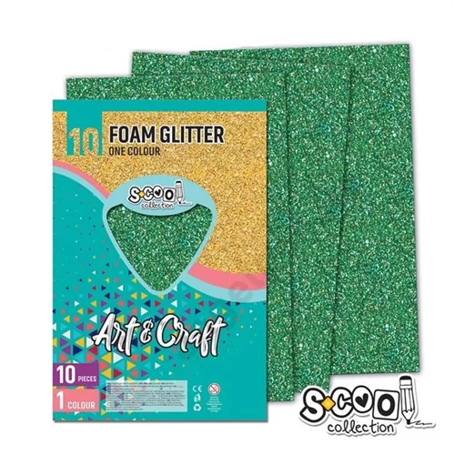 Dekorgumi-hab glitteres S-CooL SC1226 Art&Craft A4 10ív sötét zöld