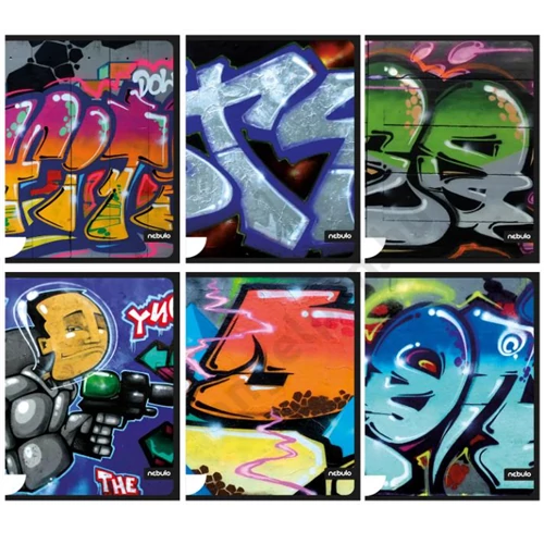 Füzet, A4, tűzött, prémium, sima, 80-40, Graffiti minták, Nebulo (12)