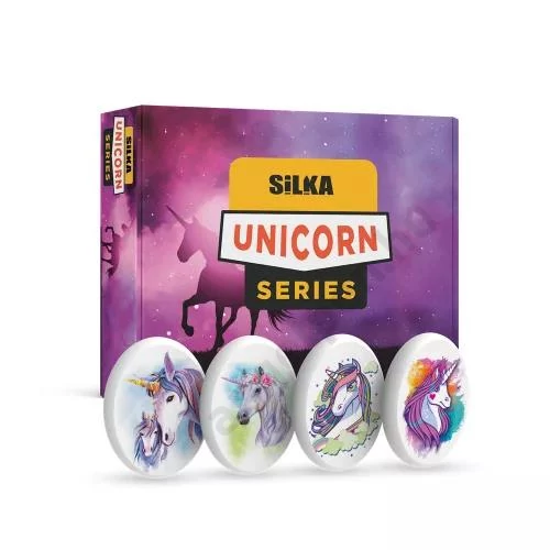 Radír, dizájn mintával, kicsi, színes kínálóban, Unikornis, Silka (36)