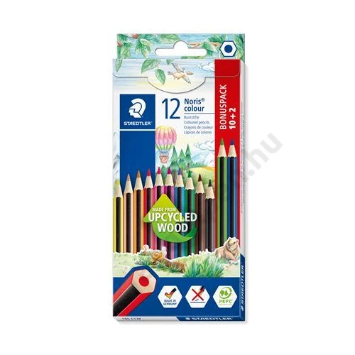 Színes ceruza készlet, hatszögletű, STAEDTLER "Noris Colour 185", 10+2 különböző szín