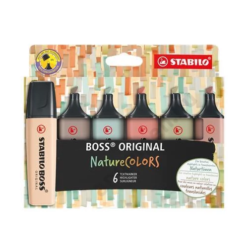Szövegkiemelő készlet, 2-5 mm, STABILO "BOSS original NatureColors", 6 különböző szín