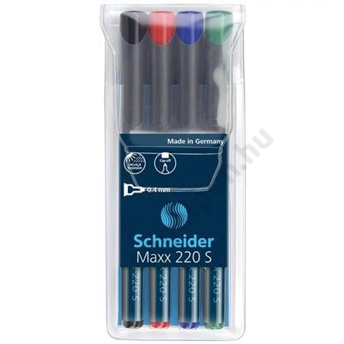 Alkoholos marker készlet, OHP, 0,4 mm, SCHNEIDER "Maxx 220 S", 4 különböző szín