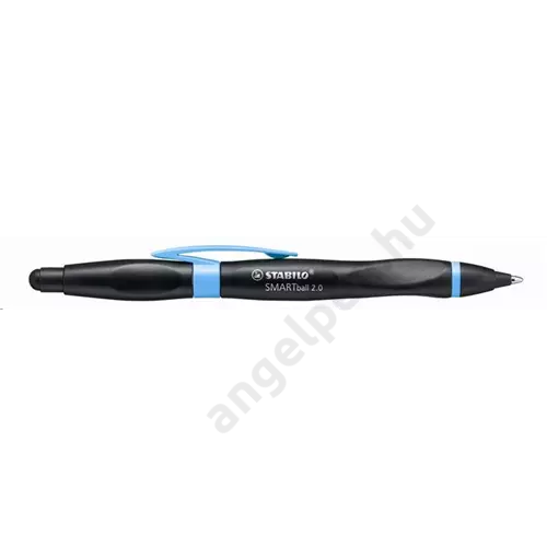 Golyóstoll, 0,5 mm, nyomógombos, fekete-kék tolltest, balkezes, STABILO "Smartball 2.0", kék