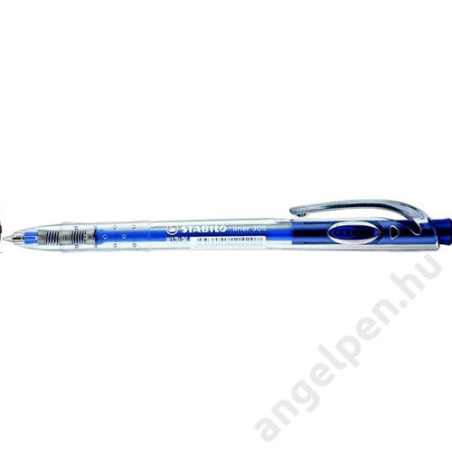 Golyóstoll, 0,38 mm, nyomógombos, STABILO "Liner 308", kék