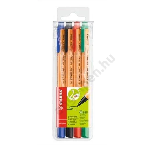 Filctoll készlet, 0,8 mm, STABILO "Greenpoint", 4 különböző szín