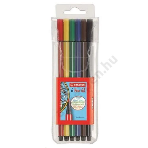 Filctoll készlet, 1 mm, STABILO "Pen 68", 6 különböző szín