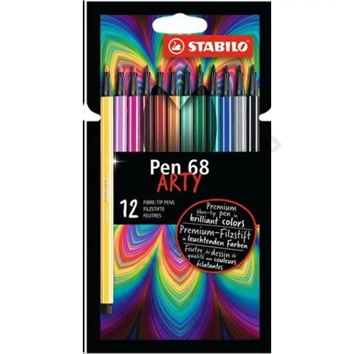 Filctoll készlet, 1 mm, STABILO "Pen 68 ARTY", 12 különböző szín