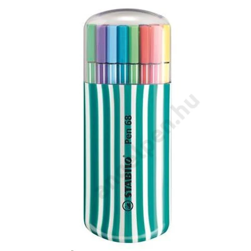 Rostirón készlet, 1 mm, türkiz tok, STABILO "Pen 68 Zebrui", 20 különböző szín