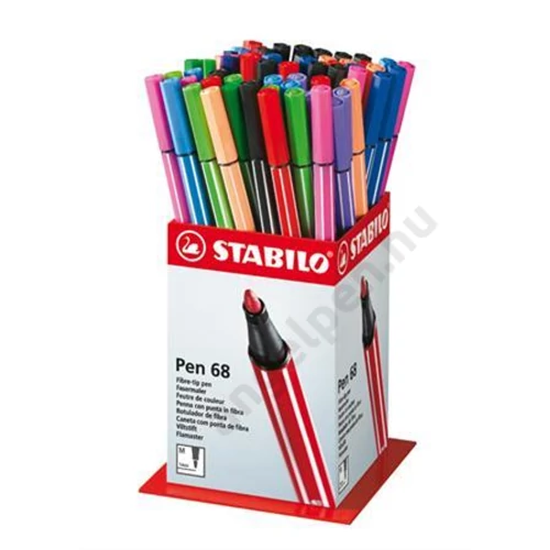 Filctoll display, 1 mm, STABILO "Pen 68", vegyes színek