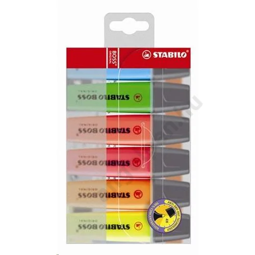 Szövegkiemelő készlet, 2-5 mm, STABILO "BOSS original", 6 különböző szín